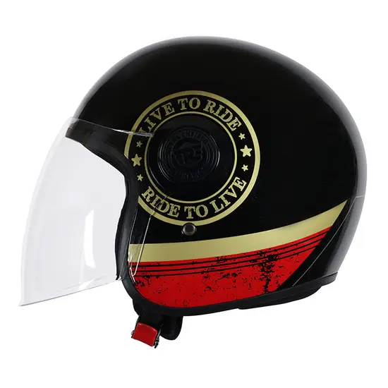 COPTER CROSS PATTERN OPEN FACE HELMET - BLACK & RED