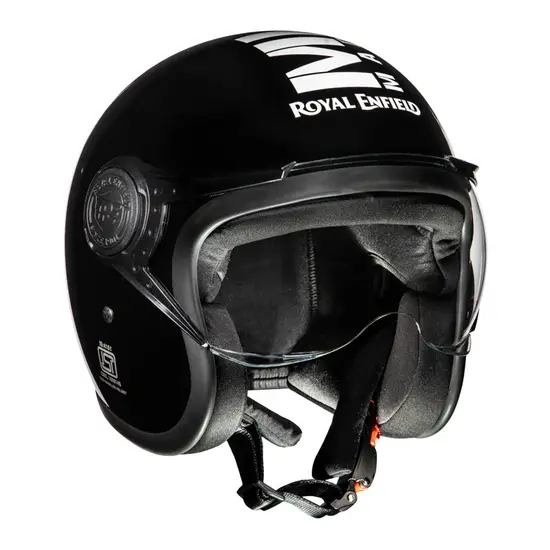 ROYAL ENFIELD JET OPEN FACE MLG HELMET WITH CLEAR VISOR - GLOSS BLACK